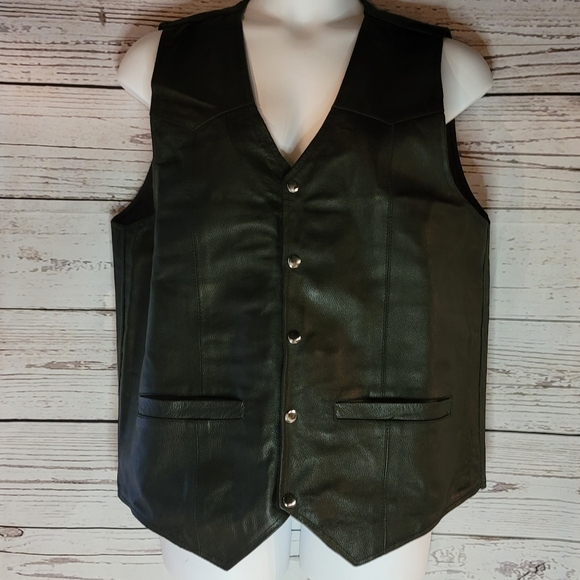 Defy Sports Pro Other - DEFY Men's Motorcycle Genuine Cowhide Leather Club Style Vest, Black, Size XL